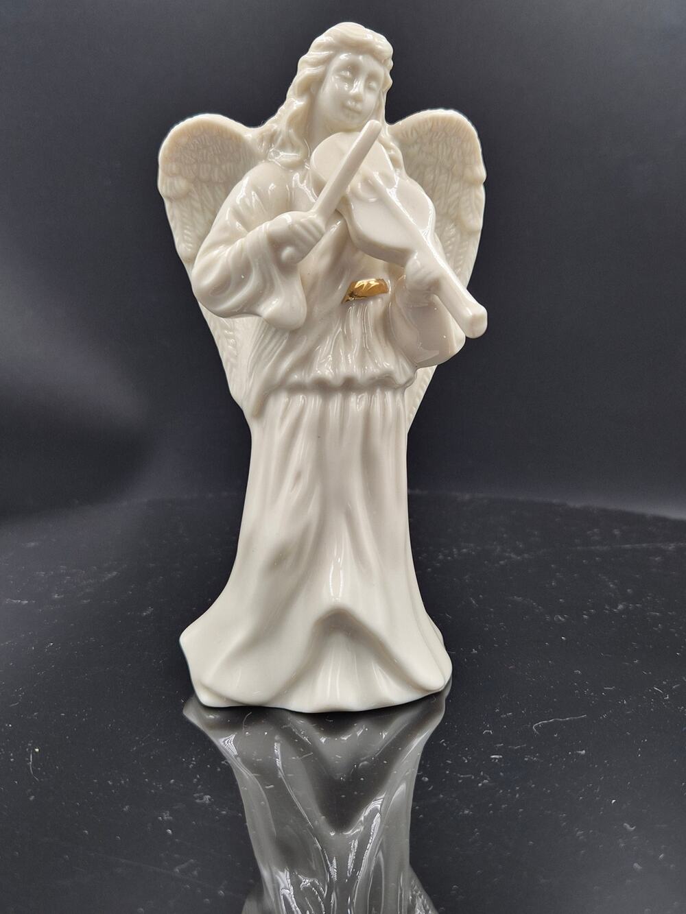 Lenox Porcelain Angel Playing The Violin , detailed with 24K gold-accented belt.